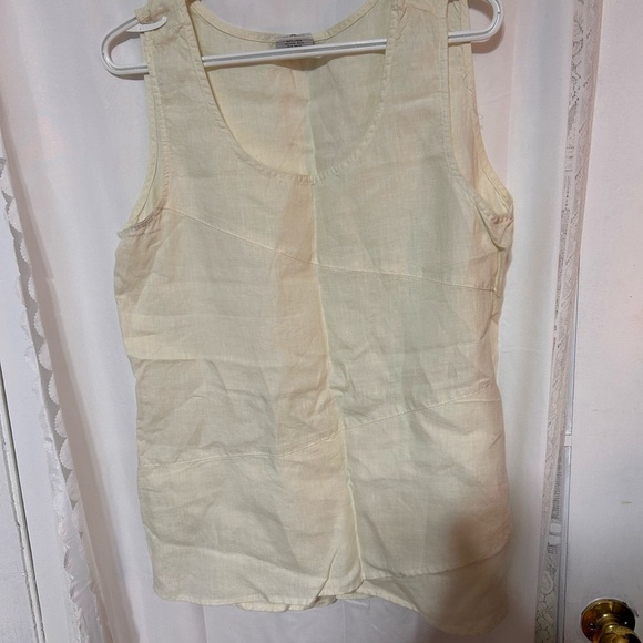 Click xl- Elegant Creamy yellow linen Sleeveless Tank Top- new or like new - Picture 1 of 8